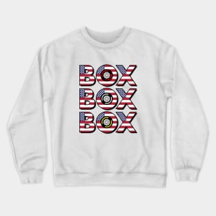 "Box Box Box" F1 Tyre Compound American Flag Design Crewneck Sweatshirt